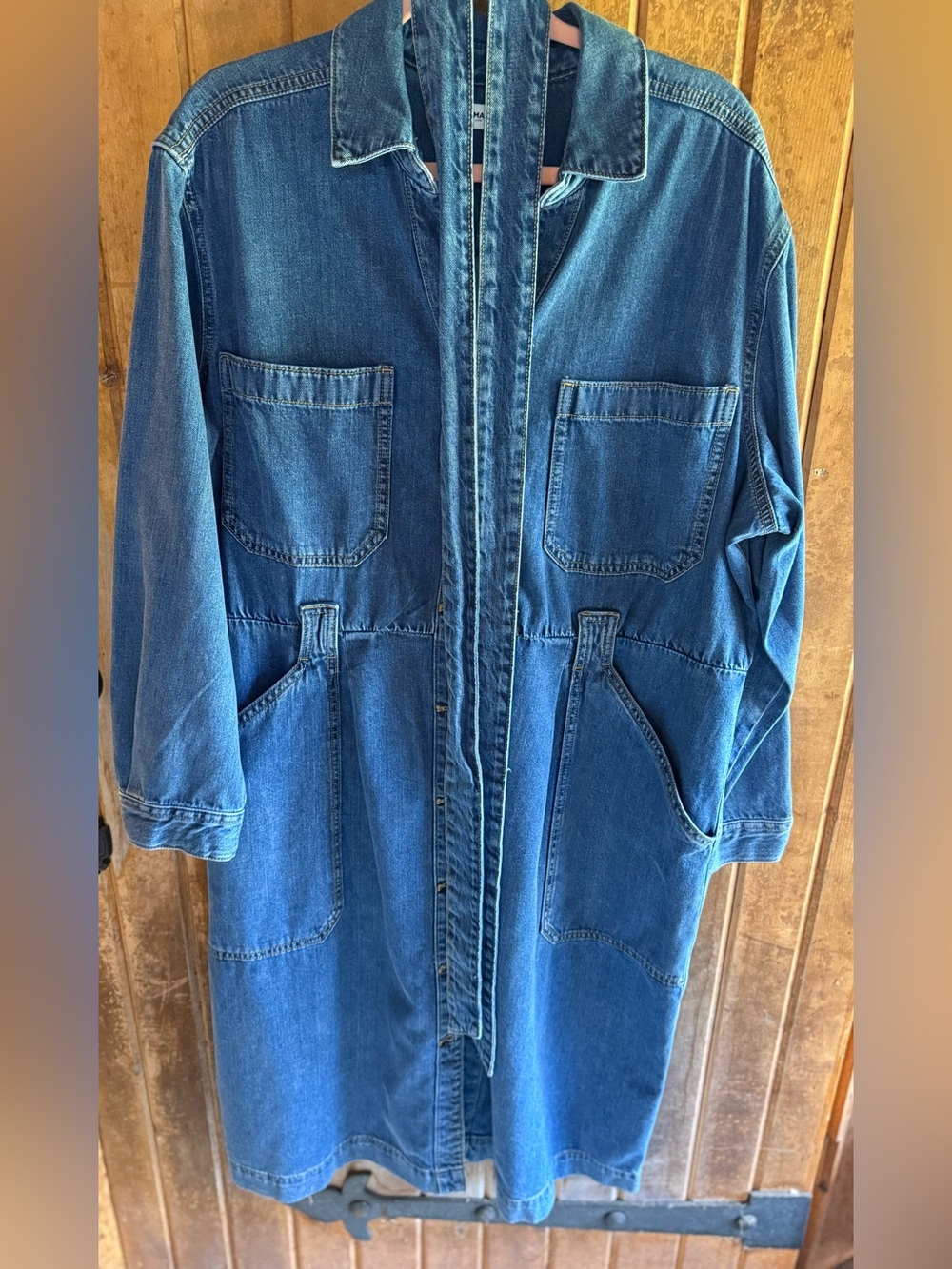 Sonoma Denim Midi Shirt Dress Tie Waist Utility Pockets XXL - Picture 8 of 13